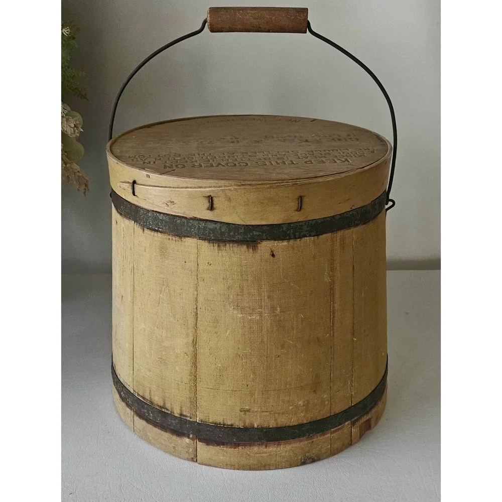Antique Mince Meat Firkin Wooden Bucket Circa Late 19th